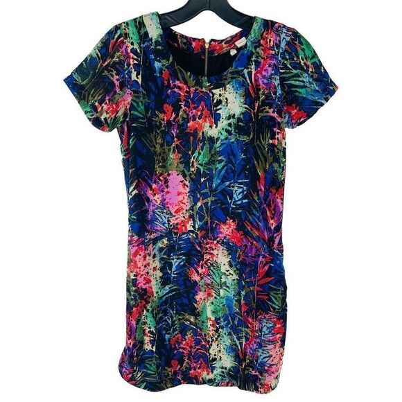 Japna Women's Shift Dress Forest Jungle palms Pattern Blouson Mini Multicolor Si - Picture 3 of 11